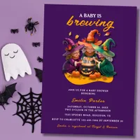 A Baby is Brewing Modern Halloween Baby Shower Invitation