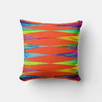 [Rainbow Fiesta] Harlequin Geometric Fiery Orange Throw Pillow