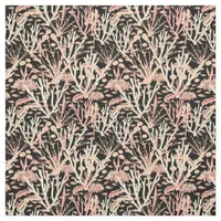 Coral Reef Seabed Pattern on Black Fabric