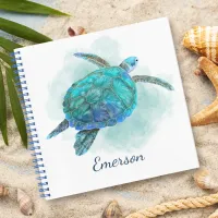 Cute Watercolor Sea Turtle Personalized Notebook