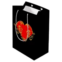 Bold Romantic Valentine Red Goth Heart  Medium Gift Bag