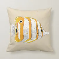 Angelfish Illustration Tropical Fish Print Throw Pillow