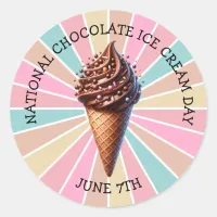 National Chocolate Ice Cream Day Classic Round Sticker