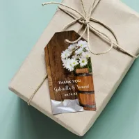 Wooden Bucket Daisies Barn Wedding Favor Tags