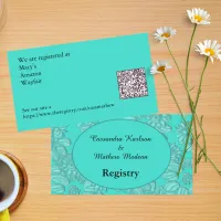 Turquoise Daisies Floral Wedding Registry Enclosure Card