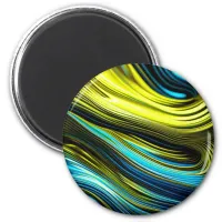 Blue and Gold Abstract Silk and Satin Rolls Magnet