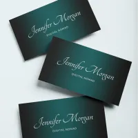 Black and Teal Green Elegant Ombre Business Card