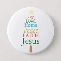 Joy, Love, Jesus, Christmas Tree Button