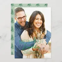 Merrier Together  Script Pagoda 1-Photo Christmas  Holiday Card