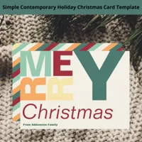 Fun Merry Christmas Contemporary Family Name Card