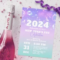 Bubbles and Lights 2024 New Year's Eve Celebration Invitation