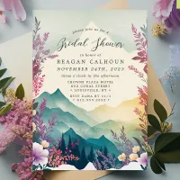 Watercolor Floral Spring Mountains Bridal Shower Invitation