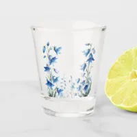 Bluebells floral blue and white coastal shot glass