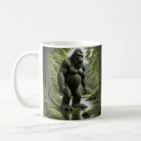 Bigfoot standing in a Creek Cartoon  Coffee Mug