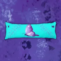 Pretty Butterflies in Purple on Teal Monogram | Body Pillow