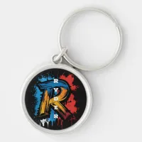 Customizable Bold Graffiti Monogram 'R' Urban Keychain