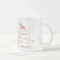 Watercolor Quote She believed she could so she did Frosted Glass Coffee Mug