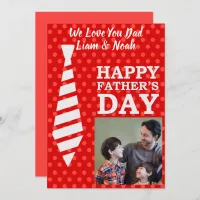 Instagram Photo Necktie Red Dots Fathers Day Card