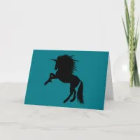 Proud Black Unicorn Silhouette Fantasy Animal, ZKA Card