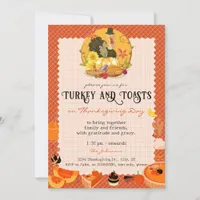 Rustic Thanksgiving Turkey & Toasts Friendsgiving Invitation