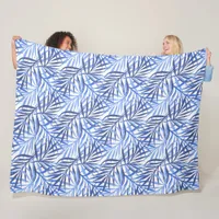 Abstract Tropical Leaf Botanical Blue Fleece Blanket