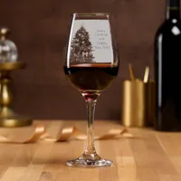 Casual decorated Christmas tree engraved Wine Glass