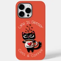 Life is Better with Cats and Coffee Cat Hearts Case-Mate iPhone 14 Pro Max Case