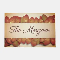 Personalized Autumn Theme Leaves Welcome Doormat