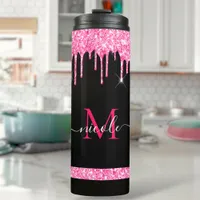 Monogram Hot Pink Dripping Glitter Thermal Tumbler