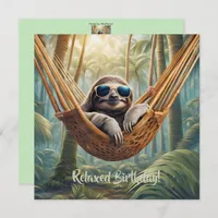 Funny sloth with sunglasses in a hammock