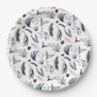 Elegant Winter Pine Botanicals Holiday Paper Plates