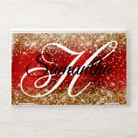 Gold Glitter Red Foil Fancy Monogram HP Laptop Skin