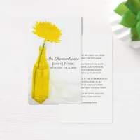 Yellow Flower in Vase Funeral Service Prayer Card