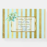 Blue and Gold Striped Elegant Wedding Book