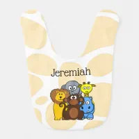 Personalized Zoo or Jungle Animals Baby Bib