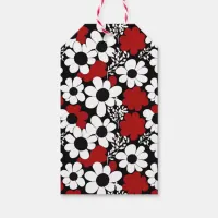 Pretty Floral Pattern in Red, Black and White Gift Tags