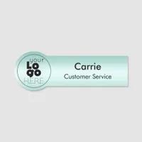 Your Round Logo Metallic Aqua Blue Staff Name Tag