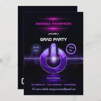 Neon DJ Music Graduation Party Invitation