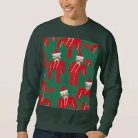 Futuristic Festive: Ugly Red Santa Claus Candy Sweatshirt