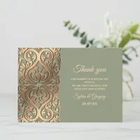 Elegant Modern Sage green & gold wedding Luxury Thank You Card