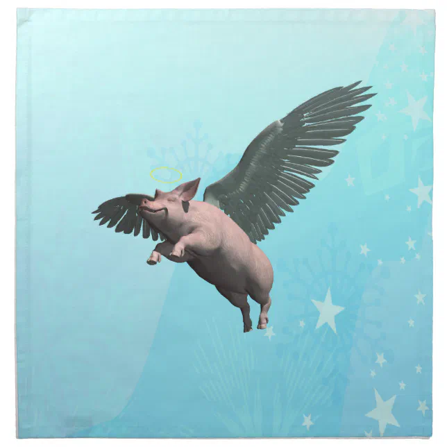 Cute Angel Pig Flying in the Sky Cloth Napkin