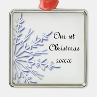 Blue Snowflake 1st Christmas Together Ornament