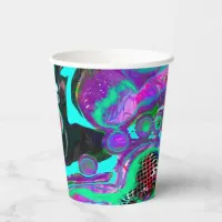 Purple, Teal, Blue, Black Colorful Abstract Fluid  Paper Cups