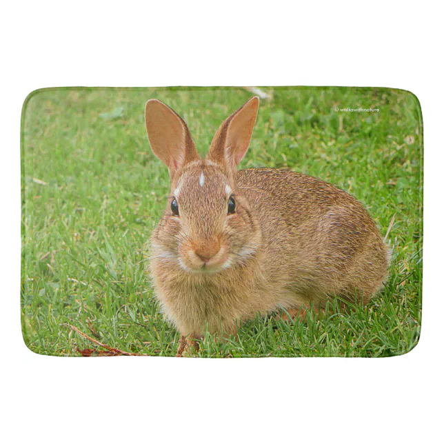 Cute Bunny Chewing Greens on the Golf Fairway Bathroom Mat