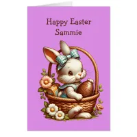 Super Big Vintage Easter Bunny with Chocolate Egg Card