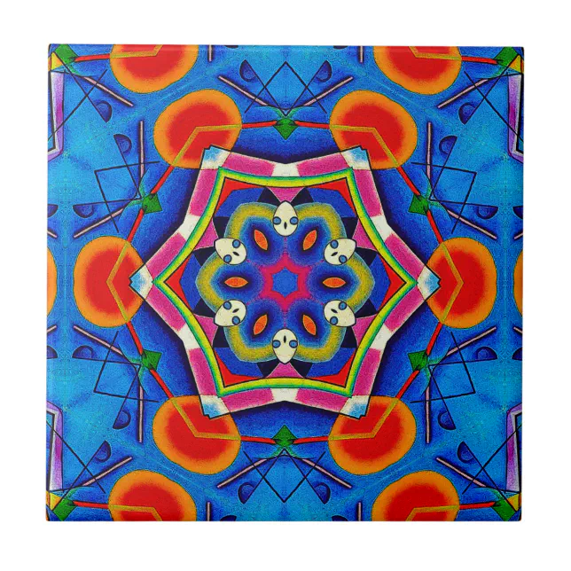 Multicolored oil painting kaleidoscope ceramic tile