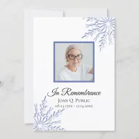 Elegant Blue Winter Snowflakes Celebration of Life Invitation