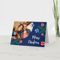 Christmas tree branch with snowflake decorations card