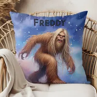 Bigfoot Custom Name Throw Pillow