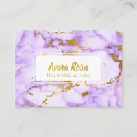 *~* Chic Gold Purple Marble Makeup Popular Business Card